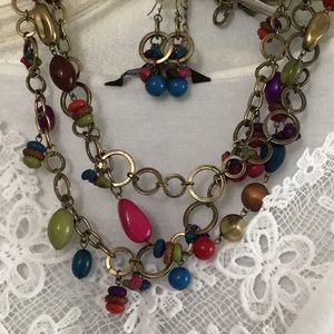 Necklace, bracelet, earrings. All matching